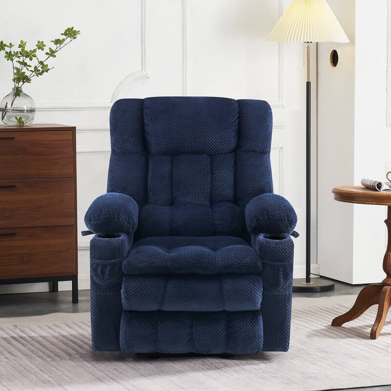 MCombo Medium Dual Motor Power Lift Recliner Chair Infinite Position, Massage and Heat, Extended Footrest, Fabric 7890