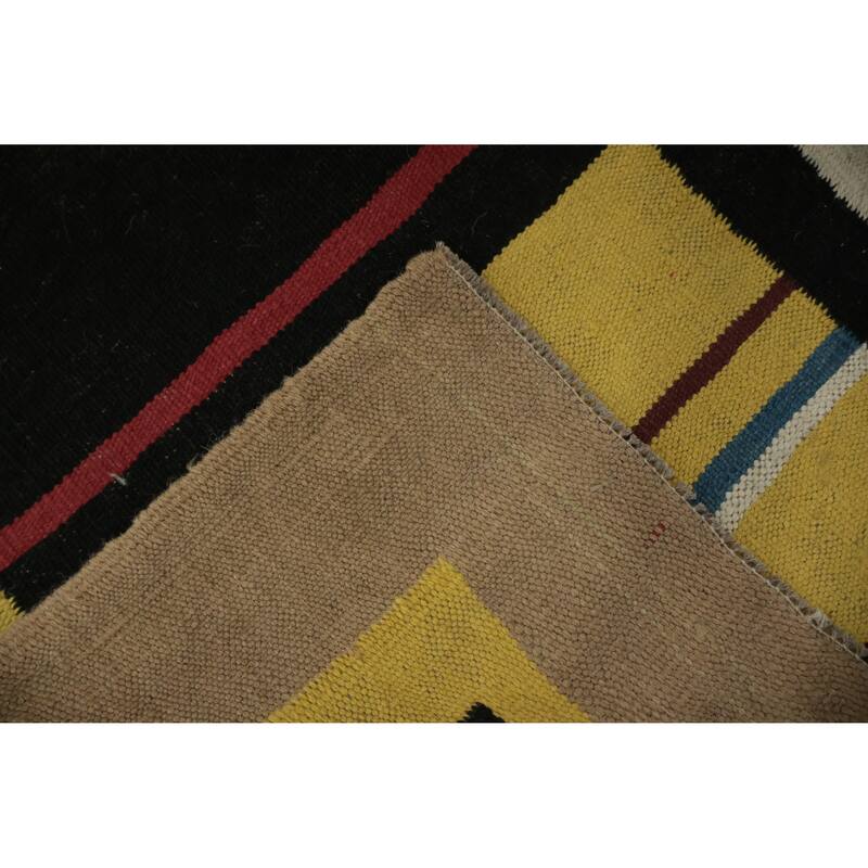 Hand Woven Oriental 100% Wool Carpet Southwestern Modern Yellow & Gold Kilim Area Rug - 11' 11'' X 8' 10''