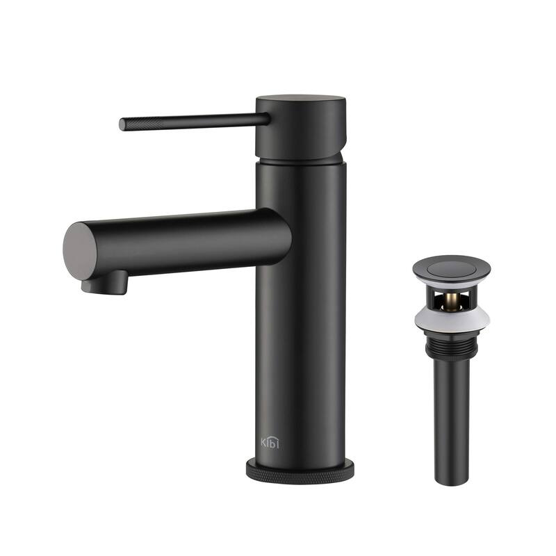 Luxury Single Hole Bathroom Faucet - Matte Black with Drain
