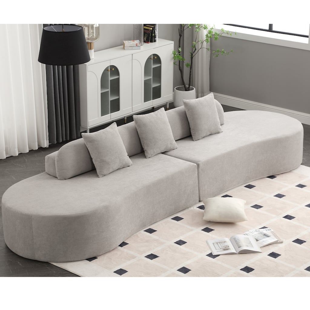 Modern Curved Combination Sofa, Terrycloth Fabric, Gray, No Assembly Required