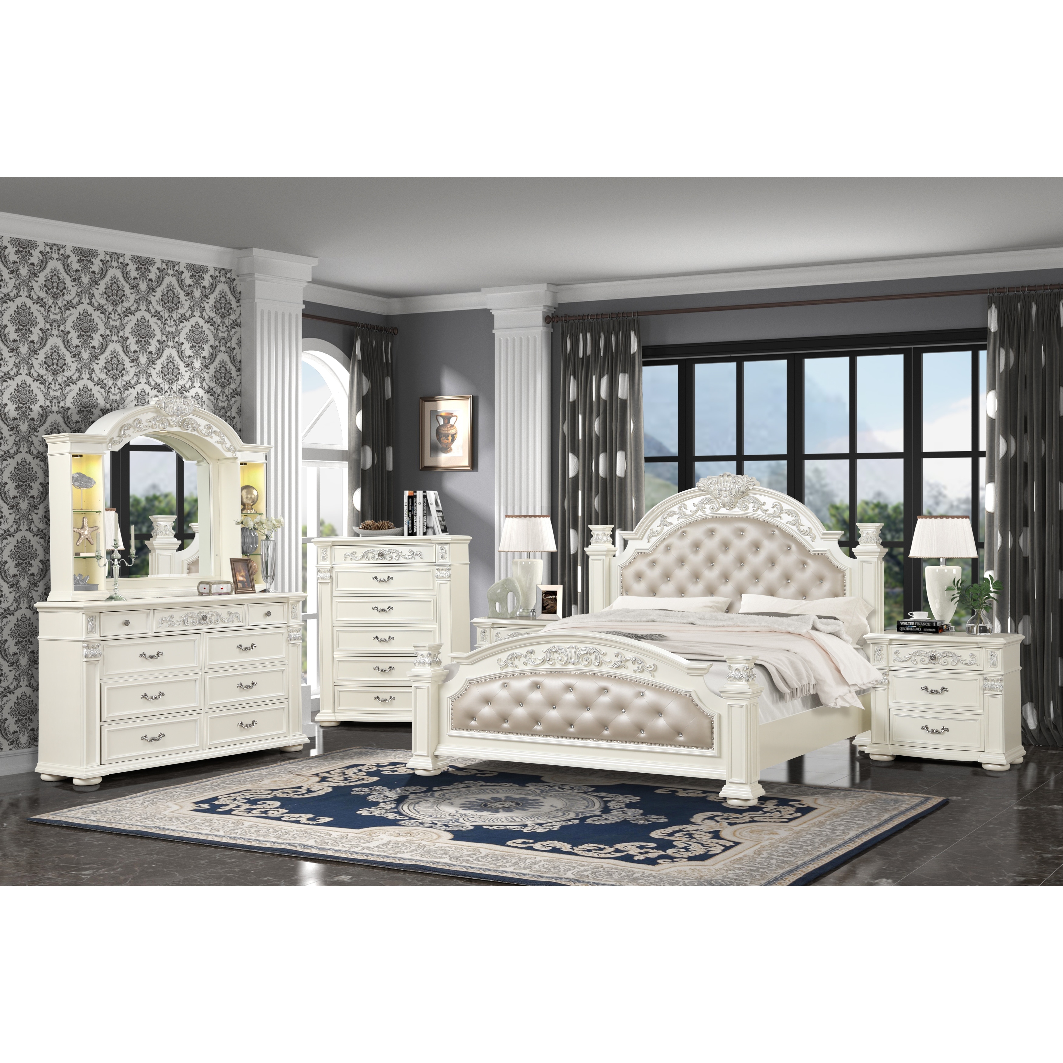 Platinum White Low Poster Bedroom Set