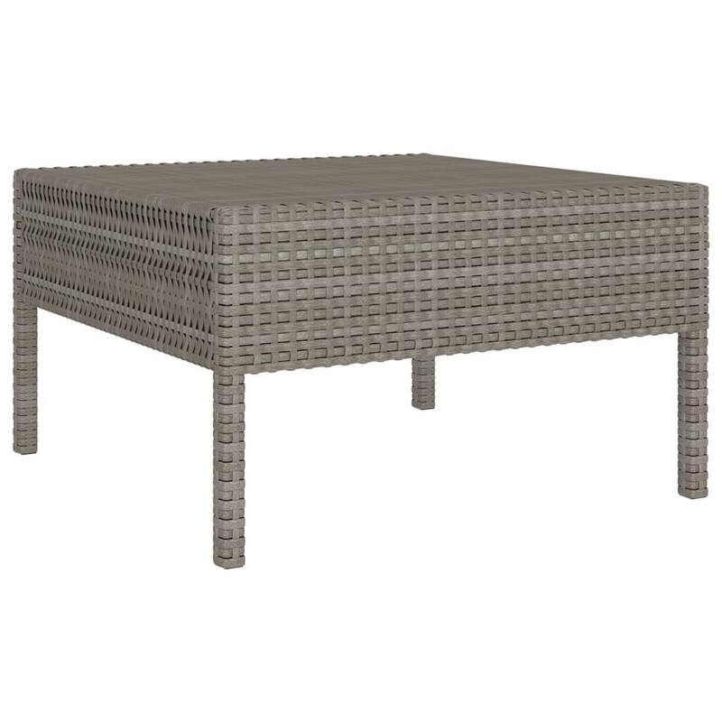 6pc Outdoor Modular Sofa and Table Set, White Polyester, Gray Rattan