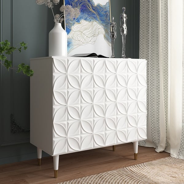 slide 2 of 17, Clihome 2 Door Sideboard Glossy Locker Media Storage Accent Cabinet
