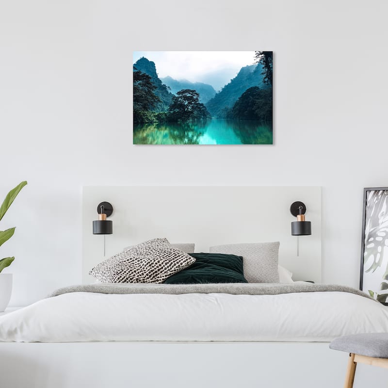 Wynwood Studio Canvas Nature and Landscape Fresh River View Green and Modern & Contemporary Wall Art Canvas Print - 24 x 36