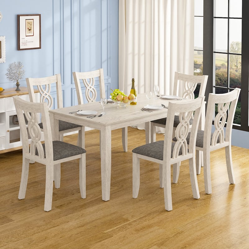 Javlergo 5/7-Piece Solid Wood Dining Set - 7-Piece