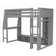 preview thumbnail 7 of 25, Multi-Functional Gaming Loft Bed with Built-in Desk & Storage Cabinets, Wood Bed Frame with LED and a Hanging Clothes Rack
