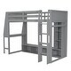 preview thumbnail 6 of 25, Wood Gaming Loft Bed with LED, Desk, Cabinets, Clothes Rack聽