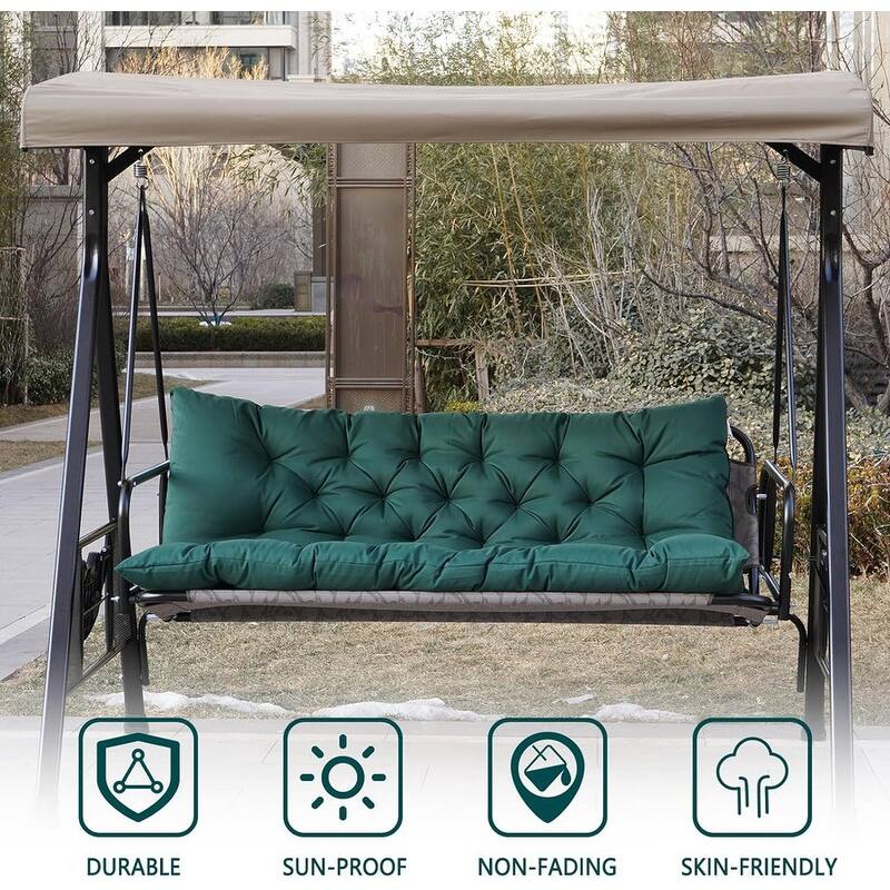Outdoor Swing Cushions Replacement, Outdoor Thickened Bench Cushion with Ties for Porch,Patio,Backyard,Garden