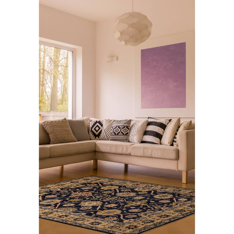 ECARPETGALLERY Hand-knotted Jules Serapi Dark Navy Wool Rug - 7'11 x 9'9