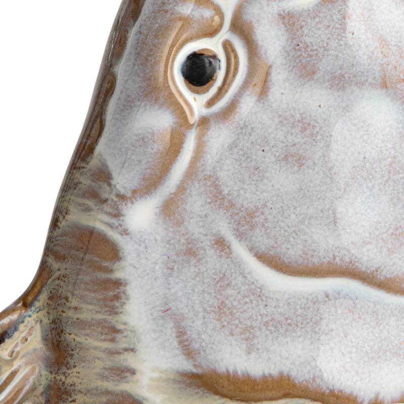 Stoneware Fish Shaped Wall Vase with Reactive Glaze