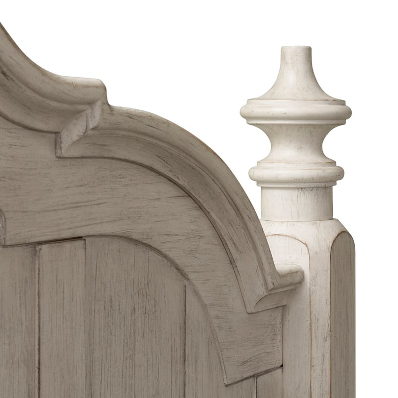 Farmhouse Reimagined Antique White with Chestnut King Poster Headboard