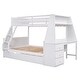 preview thumbnail 17 of 20, Twin-Over-Full Bunk Bed with Trundle, Built-in Desk, 3 Storage Drawers & Shelf, Solid Wood Bunk Bed with Trundle & Guardrail