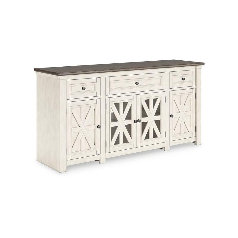 Signature Design by Ashley Bolanburg White/Gray 73" TV Stand for TVs up to 83" - 72.5" W x 20.25" D x 36.13" H