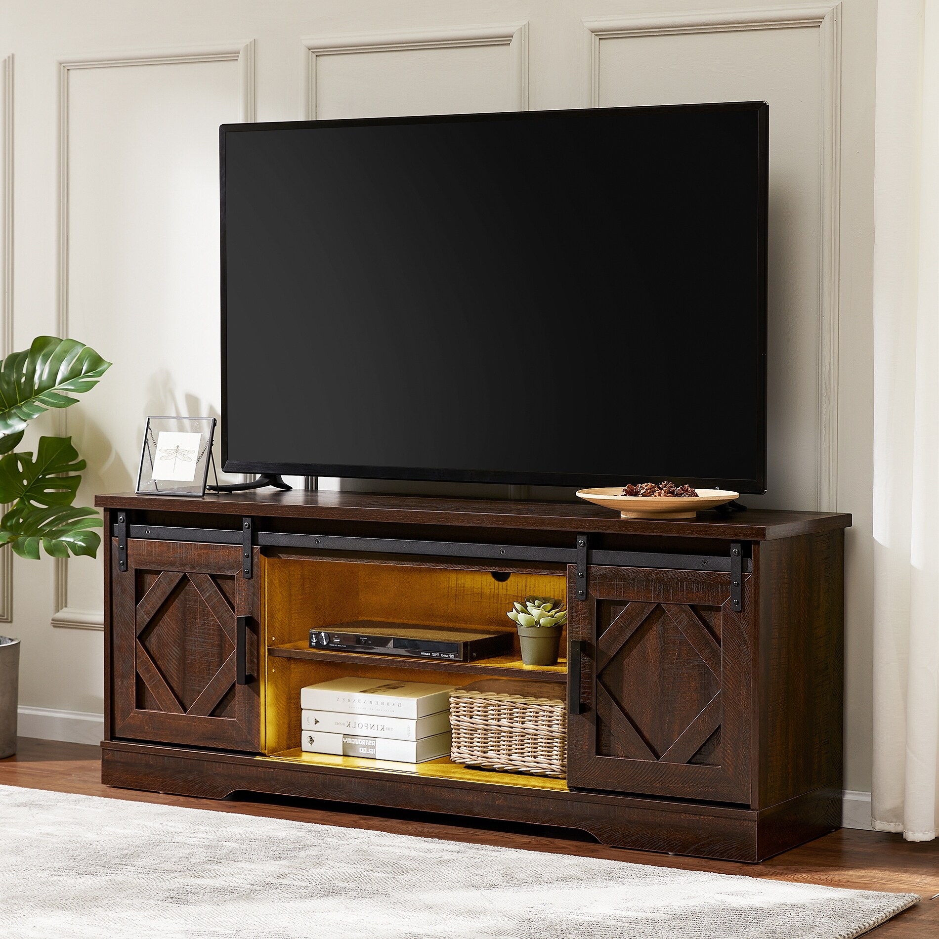 WAMPAT Modern TV Stand for up to 100 inch TV with Storage Cabinets - On  Sale - Bed Bath & Beyond - 36208059