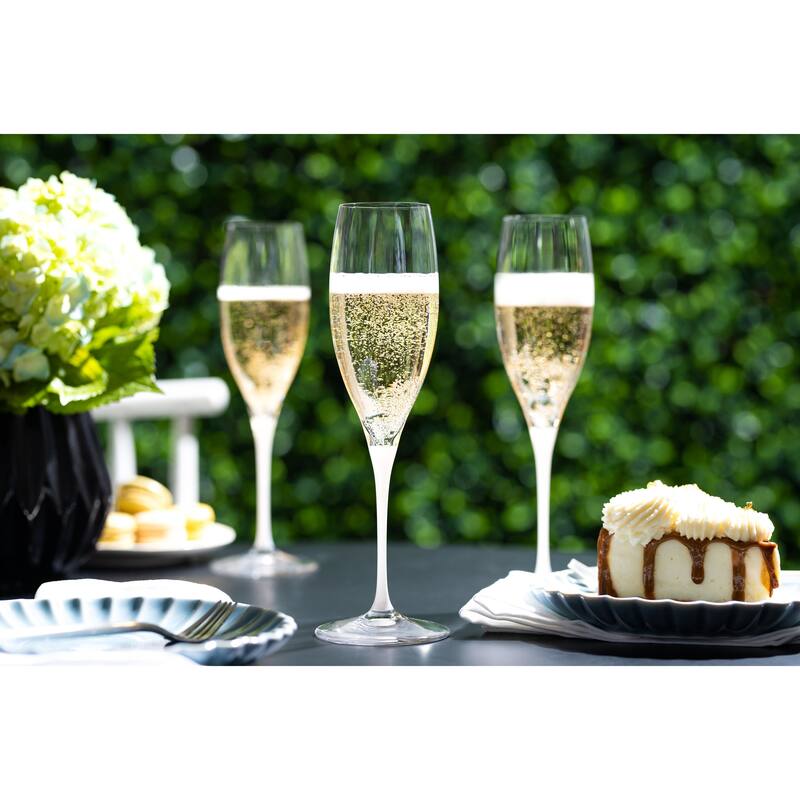 Majestic Gifts Inc European Glass Toasting FlutesWhite Stem Bed Bath