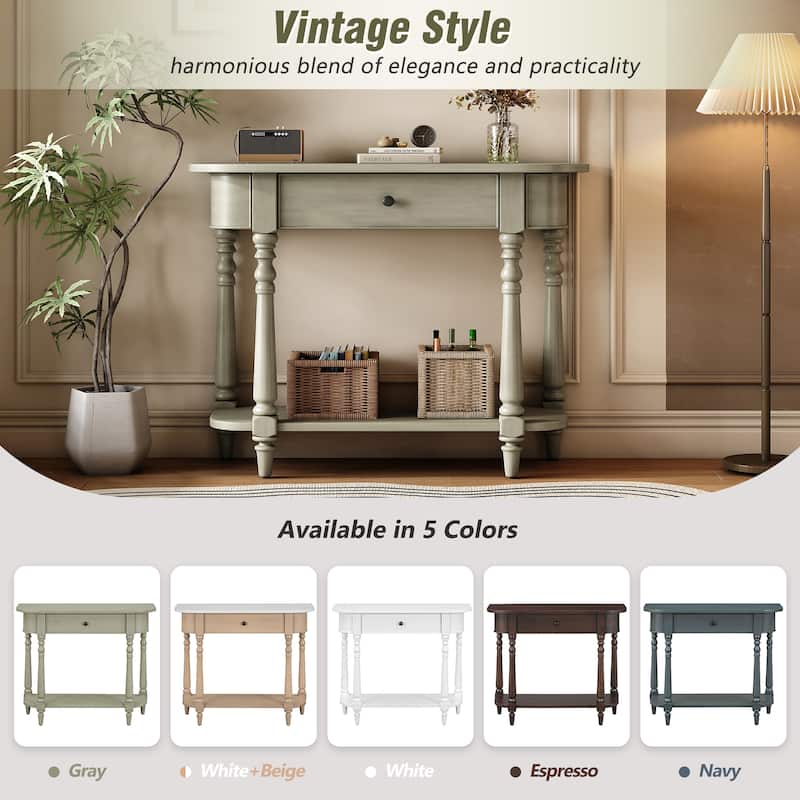 36 Inch Wood Console Table with Drawer and Shelf for Entryway
