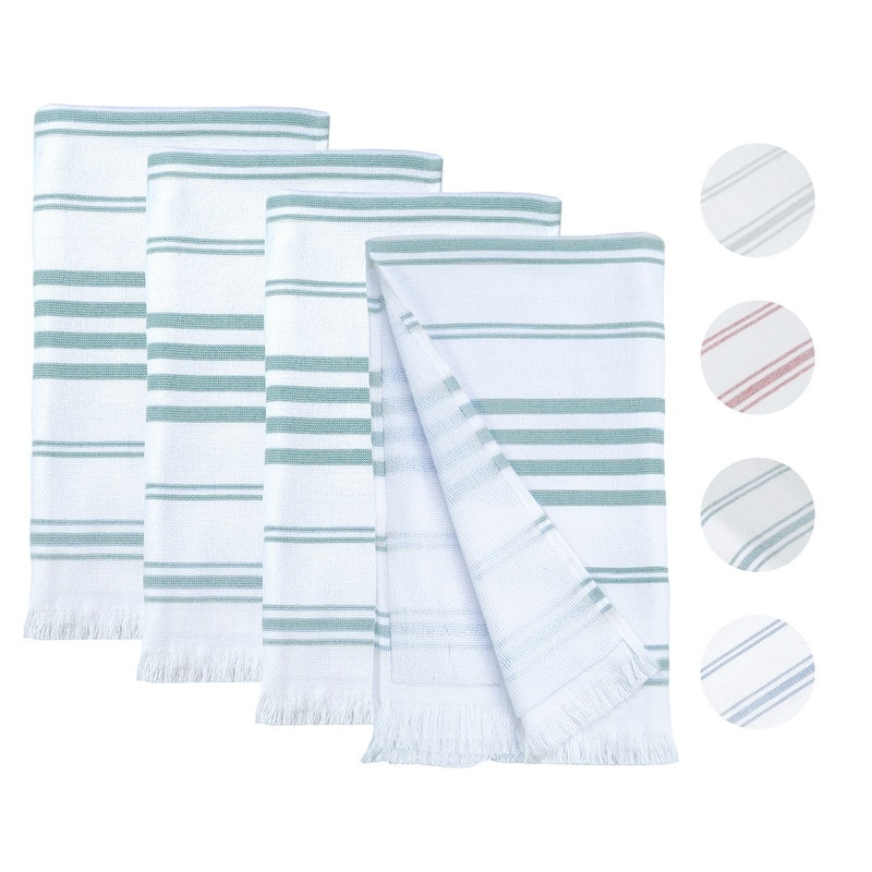 Hammam Hand Towels for Kitchen 16X28 Inch by Ample Decor - 4 Piece - Mint Green