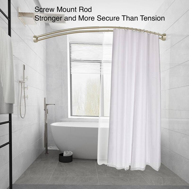 Utopia Alley Rustproof Wall Mounted Aluminum Double Curved Shower Curtain Rod, Screw Mount Rod, Adjustable Rod from 45" to 72"