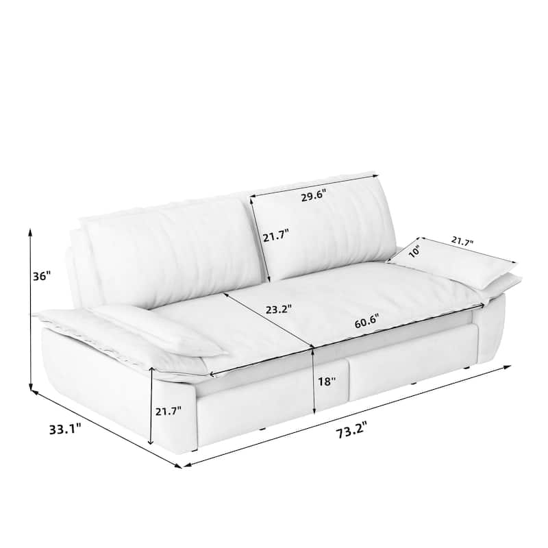 73.2" Queen Pull Out Sofa Bed, 3-in-1 Convertible Sleeper Sofa, Multi-Functional Corduroy Loveseat Bed - Orange