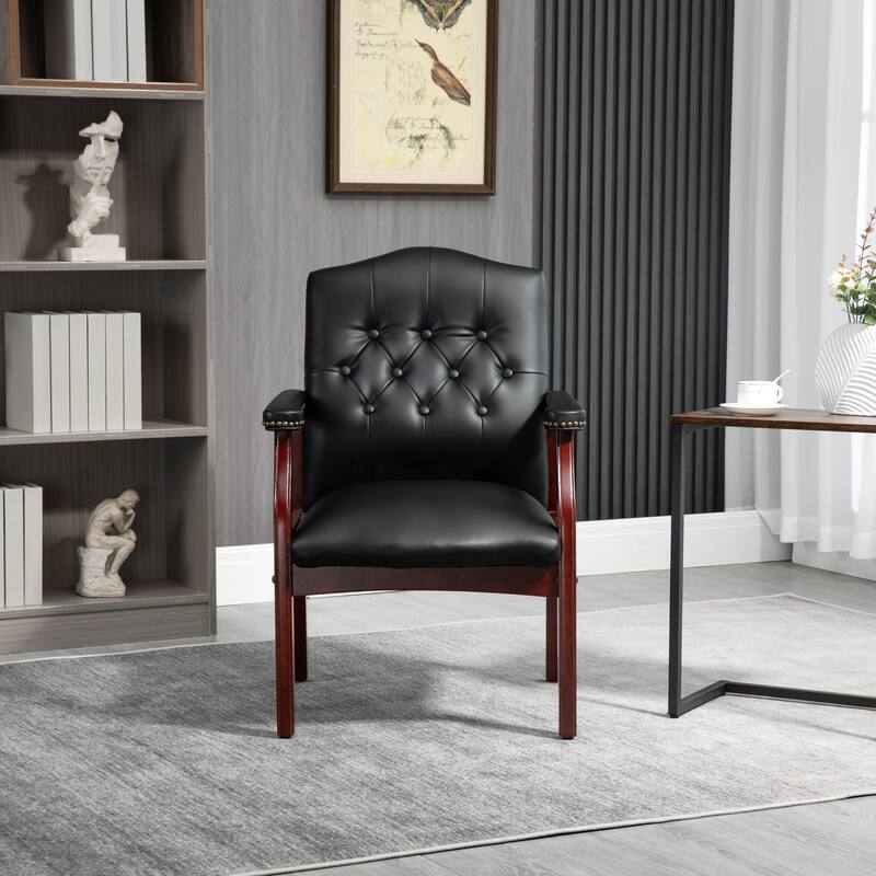 Black Leather Arm Chairs Side Chair with Nailhead