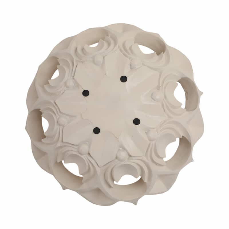 Polyresin Decorative Bowl with Sculpted Carved Floral Motif Design