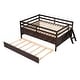 preview thumbnail 13 of 25, Solid Pine Wood Low Loft Bed Full Size with Full Safety Fence, Storage Drawers, and Trundle