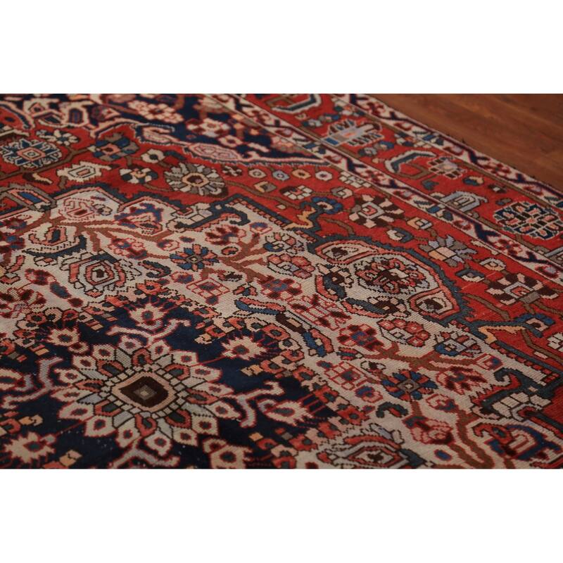 Medallion Bakhtiari Persian Vintage Rug Handmade Wool Carpet - 6'8" x 9'9"