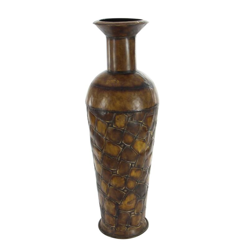 Hammered Iron Metal Rustic Traditional Floor Vase Set (3)
