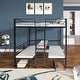 preview thumbnail 1 of 11, Steel Loft Bunk Bed with Transformable Table Sets Full over Full - Black
