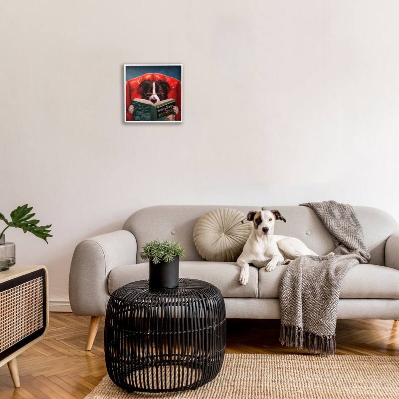 Stupell Herding Sheep Dog Reading for Dummies Funny Painting Framed Giclee Art Design By Lucia Heffernan - Multi-Color