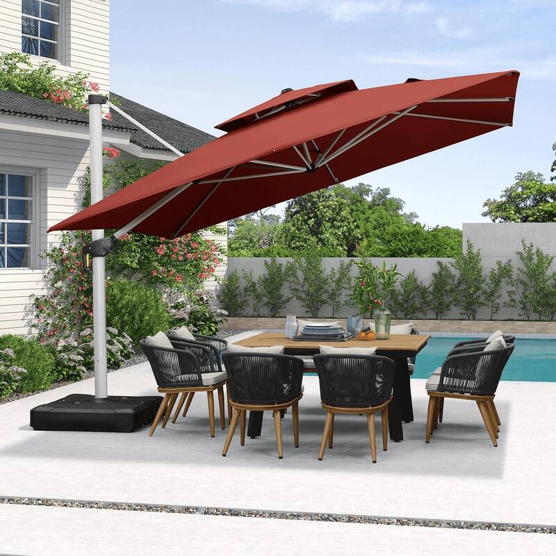 PURPLE LEAF 11 ft Square Patio Offset Umbrella