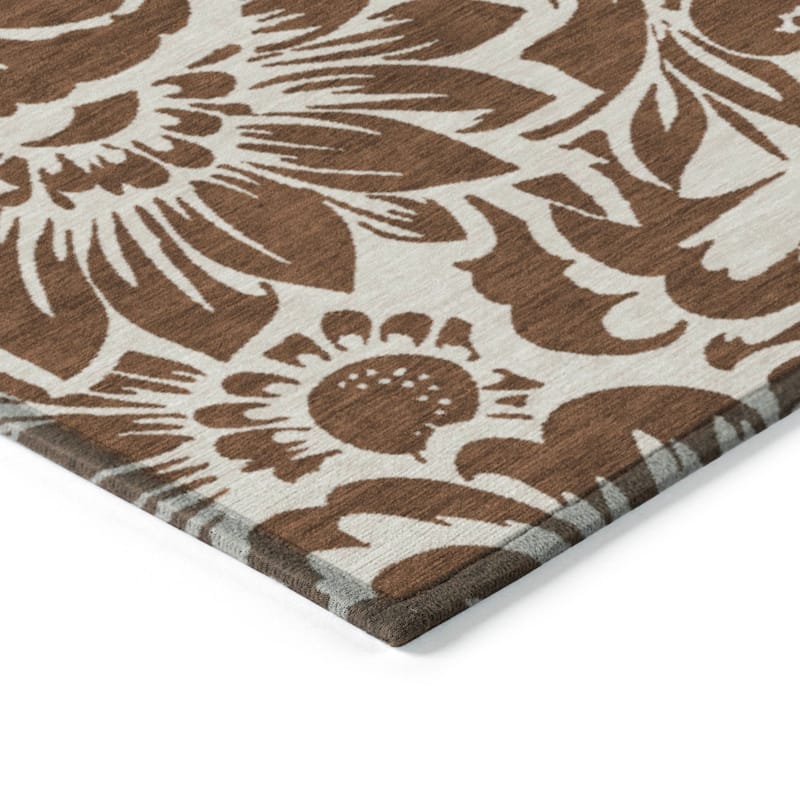 Machine Washable Indoor/ Outdoor Whimsy Floral Chantille Rug