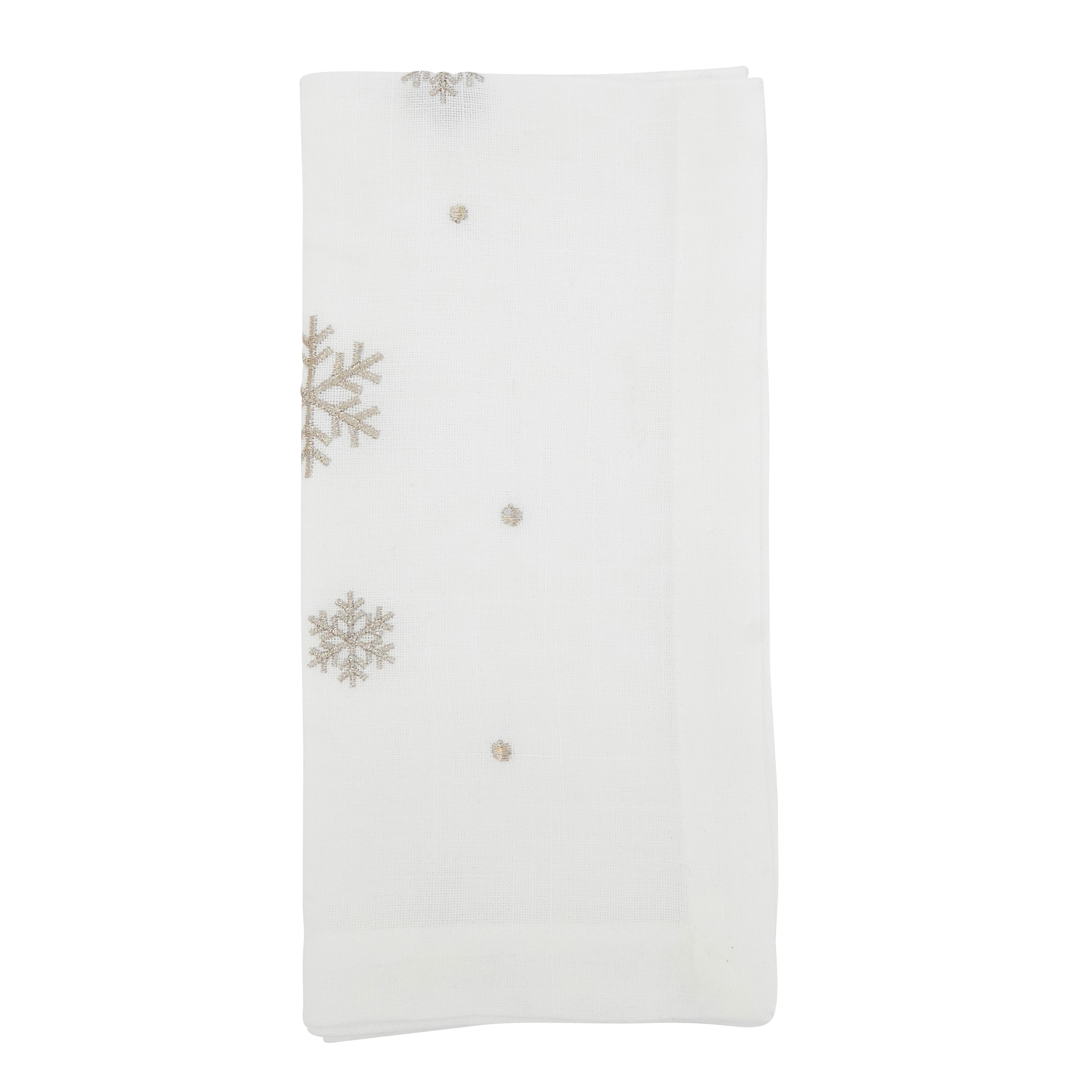 Frozen Elegance Embroidered Snowflake Napkin (Set of 4)