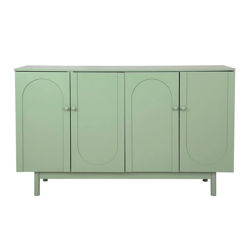 Functional 4-Door Intaglio Storage Cabinet with Pine Legs