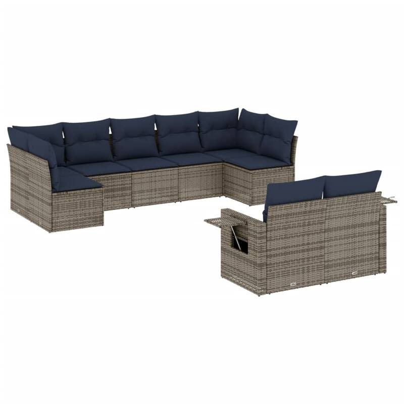 vidaXL Patio Sofa Set with Cushions Outdoor Conversation Furniture Poly Rattan - 24.4 x 24.4 x 27.2