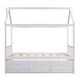 preview thumbnail 3 of 7, White Wooden House Bed with Trundle, 3 Storage Drawers, and Pull-Out Trundle