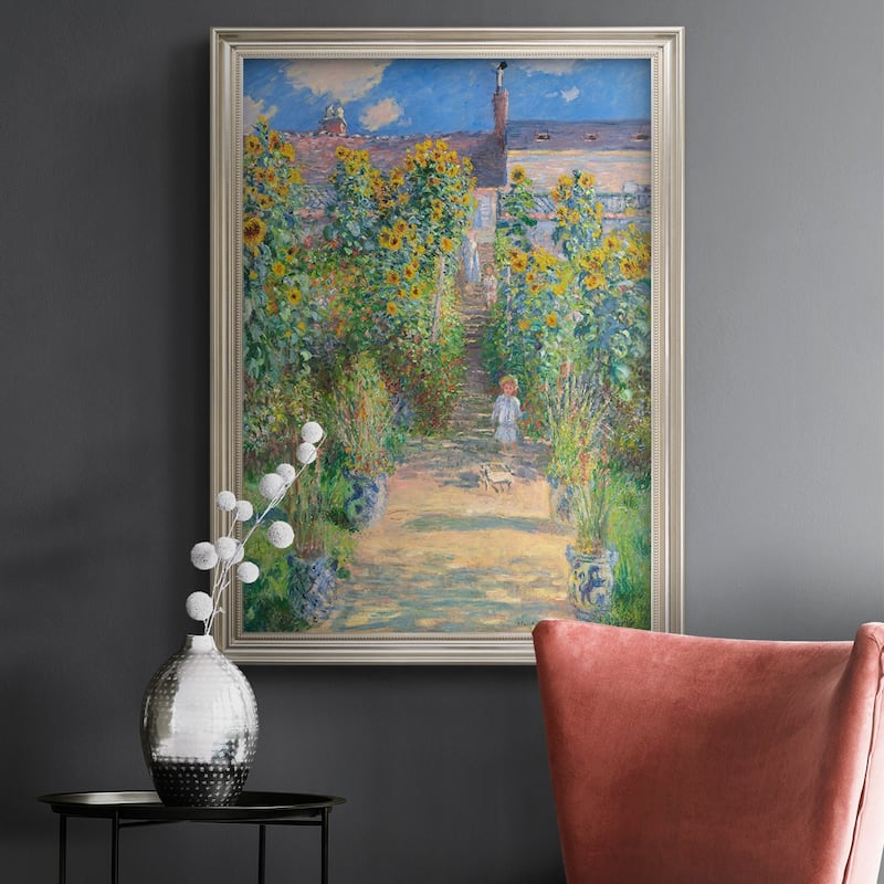 The Artist's Garden at Vetheuil  Premium Framed Canvas- Ready to Hang
