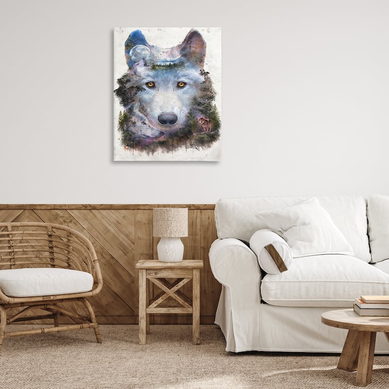 Stupell Wolf Form with Woodland Scene Canvas Wall Art Design By Barrett Biggers