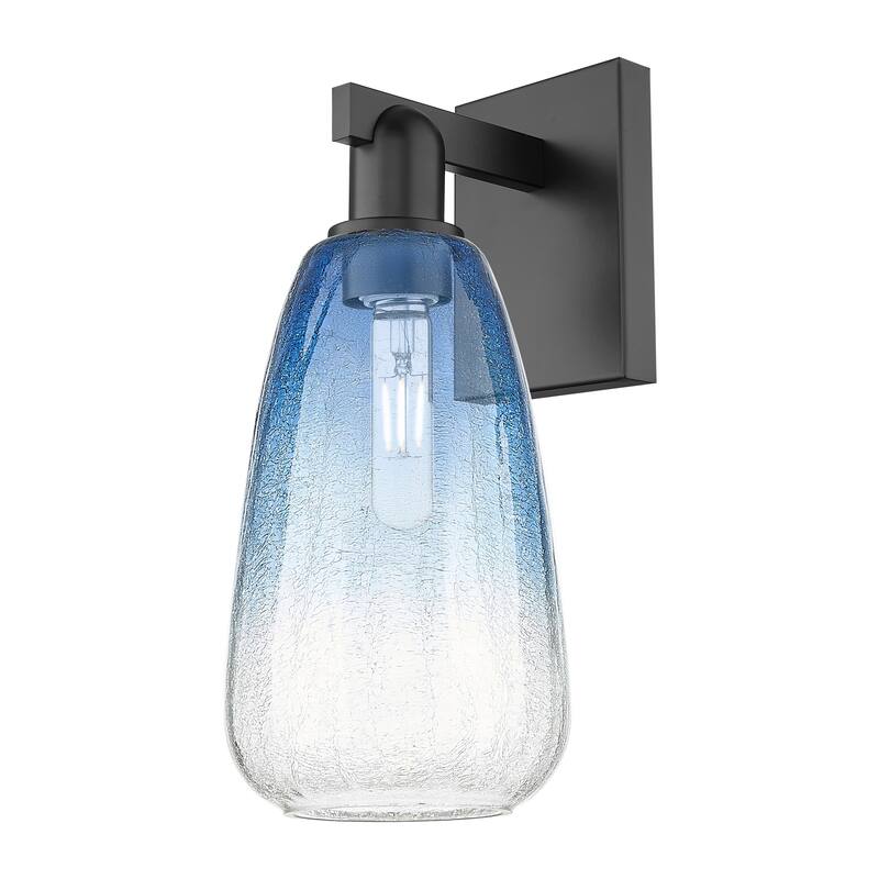 Innovations Lighting Downtown Urban - Brookhaven Almond - 1 Light 6" Wall-mounted Sconce - Matte Black/Sapphire Blue