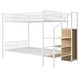 preview thumbnail 15 of 18, Twin Over Full Bunk Bed with Wire Shelving and Lateral Storage Ladder, Metal Bunk Bedframe with Bulit-in Wardrobe and Slats