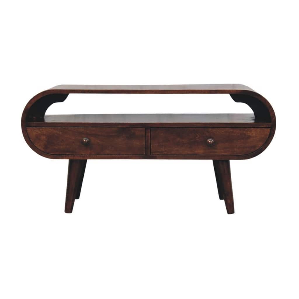 Artisan Furniture Solid Wood Walnut Curved Two Drawer Media Unit