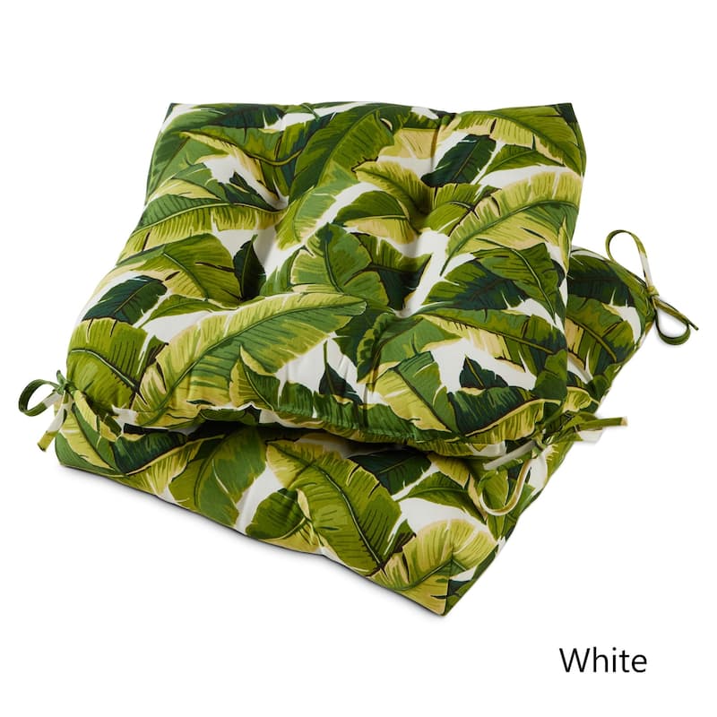 20-inch Outdoor Palm Leaves Chair Cushion (Set of 2) - Palm Leaves White