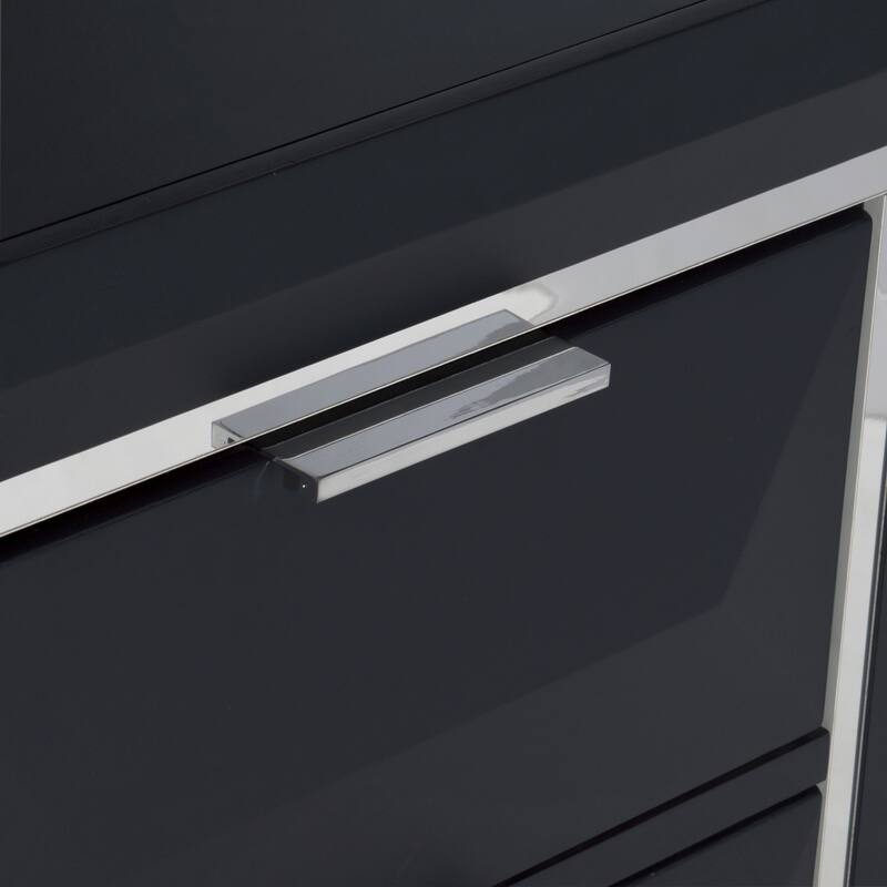 Modern Nightstand of Two Drawers Beveled Acrylic Trim 1pc