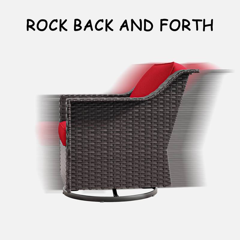 Cozywor Outdoor Patio Swivel Rattan Rocking Wicker Chairs Set of 2 for Backyard Porch Deck, Metal Rocking Frame - N/A