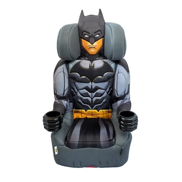 slide 2 of 4, KidsEmbrace DC Comics Batman Caped Crusader High Back Booster Car Seat(No Harness-No Latch) Grey Blanket Included - Black/Grey