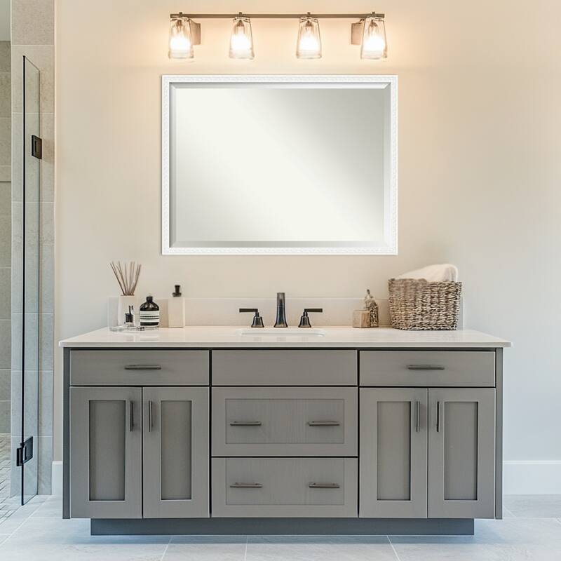 Bethany Beveled Wood Framed Bathroom Vanity Wall Mirror