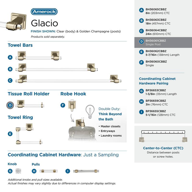 Amerock Glacio Single Post Toilet Paper Holder