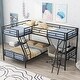 preview thumbnail 1 of 15, Minimalist L-Shaped Twin over Full Metal Loft Bed with Built-in Desk,Two Sloping Ladder and Full-Length Guardrail Black