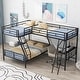 preview thumbnail 1 of 6, Twin&Twin over Full Metal Triple Bunk Bed with Loft and Desk, Full-Length Guardrails Black
