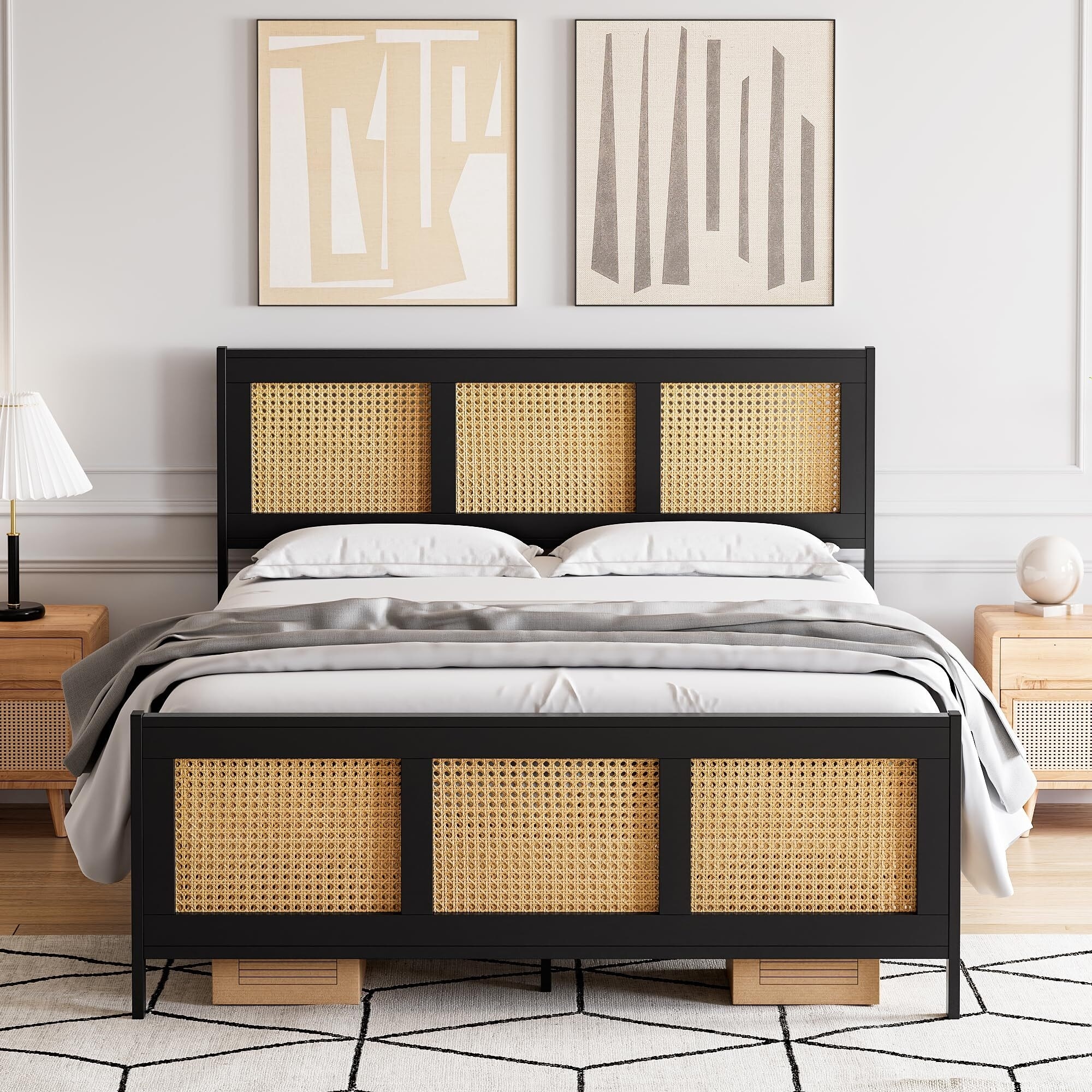 Bed Frame with Rattan Headboard and Footboard On Sale Bed Bath